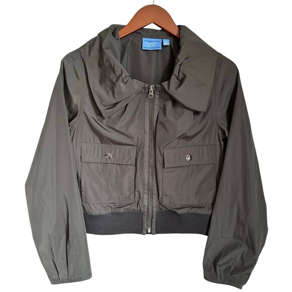 Simply Vera Nylon Utility Bomber Jacket Army Green Retro Y2K Streetwear Small - Picture 2 of 10